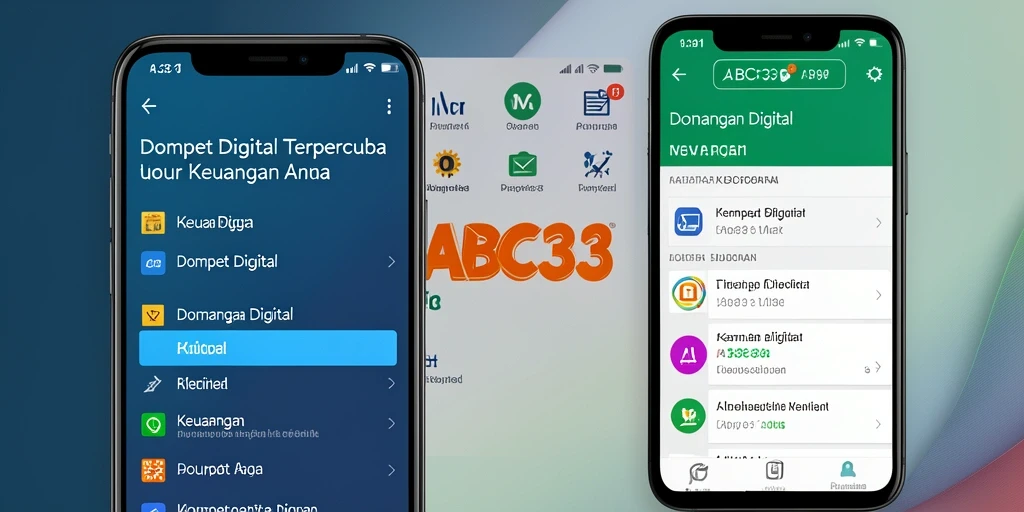 Tampilan antarmuka aplikasi Dompet Digital ABC33 yang modern dan fungsional.