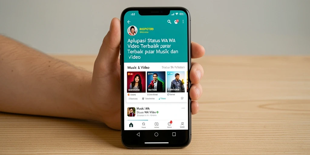 Antarmuka BIGPOT88 menampilkan video musik menarik untuk status WA.