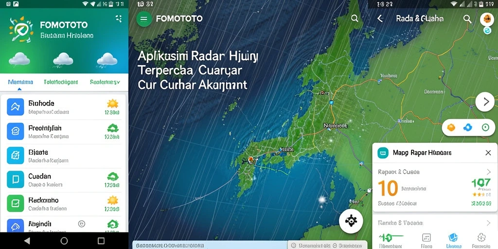 Antarmuka FOMOTOTO yang menampilkan radar hujan dengan jelas