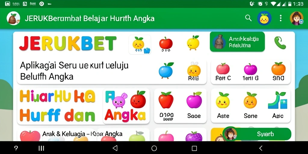 Antarmuka menarik untuk belajar huruf dan angka.