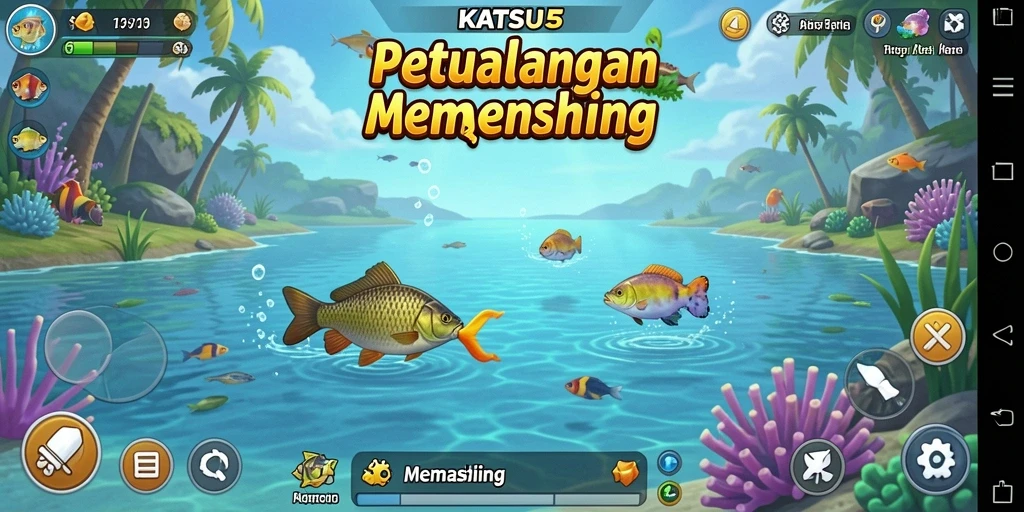 Tampilan antarmuka KATSU5 saat memancing yang menarik dan intuitif.
