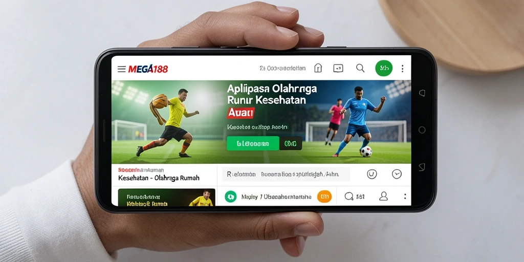 Antarmuka MEGA188 menunjukkan berbagai program olahraga untuk di rumah.