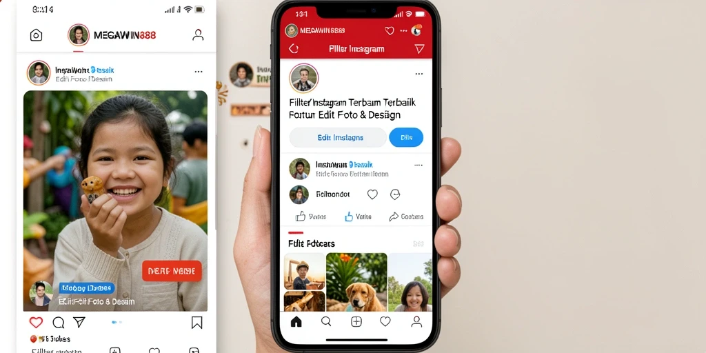 Antarmuka MEGAWIN888 menampilkan berbagai filter Instagram yang menarik.