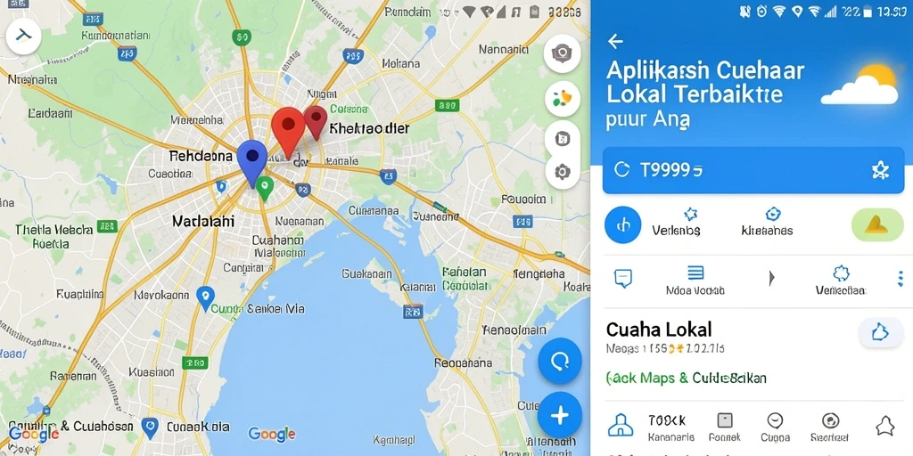 Tampilan antarmuka aplikasi Cuaca Lokal T9999 yang informatif.